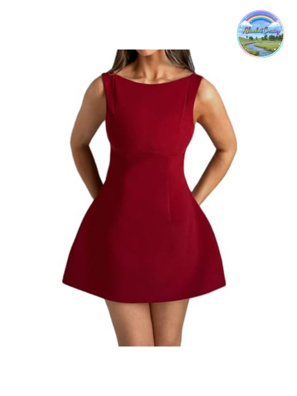 Women Sexy Backless Sleeveless Mini Dress A-Line High Waist Zipper Closure